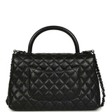 Pre-owned Chanel Medium Coco Top Handle Flap Bag So Black Shiny Caviar Black Hardware - Thumbnail View 4