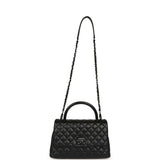 Pre-owned Chanel Medium Coco Top Handle Flap Bag So Black Shiny Caviar Black Hardware - Thumbnail View 7
