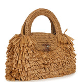 Chanel Small Fringe Kelly Dark Beige Raffia Wood and Light Gold Hardware - Thumbnail View 2
