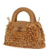 Chanel Small Fringe Kelly Dark Beige Raffia Wood and Light Gold Hardware - Thumbnail View 5