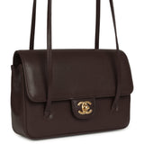 Chanel Small Preppy Coco Flap Bag Dark Brown Shiny Caviar Brushed Gold Hardware - Thumbnail View 2
