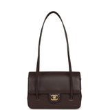Chanel Small Preppy Coco Flap Bag Dark Brown Shiny Caviar Brushed Gold Hardware - Thumbnail View 6