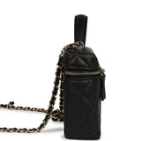 Chanel Top Handle Long Vanity Case with Chain Black Shiny Caviar Light Gold Hardware - Thumbnail View 3