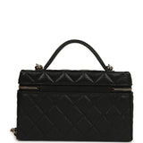Chanel Top Handle Long Vanity Case with Chain Black Shiny Caviar Light Gold Hardware - Thumbnail View 4