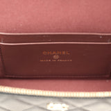 Chanel Top Handle Long Vanity Case with Chain Black Shiny Caviar Light Gold Hardware - Thumbnail View 8