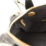 Pre-owned Chanel "CC Travel" Bowling Bag Black Shiny Crumped Calfskin Antique Gold Hardware - Thumbnail View 13