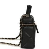 Chanel Top Handle Long Vanity Case with Chain Black Shiny Caviar Light Gold Hardware - Thumbnail View 3