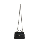 Chanel Top Handle Long Vanity Case with Chain Black Shiny Caviar Light Gold Hardware - Thumbnail View 7