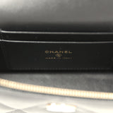 Chanel Top Handle Long Vanity Case with Chain Black Shiny Caviar Light Gold Hardware - Thumbnail View 9