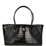 Chanel Small Cerf Shopping Bag Black Croc Embossed Calfskin Gold Hardware - Thumbnail View 1