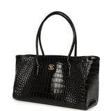 Chanel Small Cerf Shopping Bag Black Croc Embossed Calfskin Gold Hardware - Thumbnail View 5
