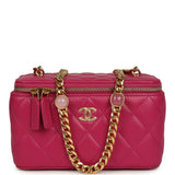 Chanel Small Classic Vanity Case Fuchsia Lambskin Gold Hardware - Thumbnail View 1