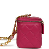 Chanel Small Classic Vanity Case Fuchsia Lambskin Gold Hardware - Thumbnail View 3