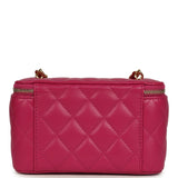 Chanel Small Classic Vanity Case Fuchsia Lambskin Gold Hardware - Thumbnail View 4