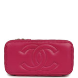 Chanel Small Classic Vanity Case Fuchsia Lambskin Gold Hardware - Thumbnail View 6