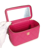 Chanel Small Classic Vanity Case Fuchsia Lambskin Gold Hardware - Thumbnail View 10
