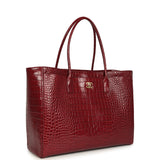 Chanel Large Cerf Shopping Bag Burgundy Crocodile Embossed Calfskin Gold Hardware - Thumbnail View 2