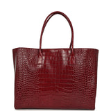 Chanel Large Cerf Shopping Bag Burgundy Crocodile Embossed Calfskin Gold Hardware - Thumbnail View 4