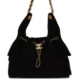 Pre-owned Chanel Small 25 Hobo Bag Black Suede Antique Gold Hardware - Thumbnail View 1