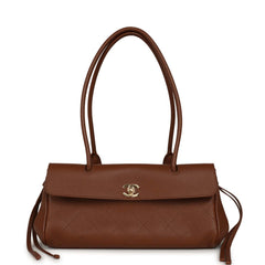 Chanel Small "Urban Essential" East West Shopping Tote Brown Caviar Gold Hardware