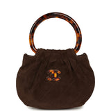 Chanel Mini Pouch Dark Brown Suede Tortoiseshell Hardware - Thumbnail View 1