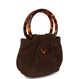 Chanel Mini Pouch Dark Brown Suede Tortoiseshell Hardware - Thumbnail View 2