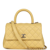 Chanel Mini Coco Top Handle Flap Bag Yellow Shiny Caviar Light Gold Hardware - Thumbnail View 1
