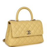 Chanel Mini Coco Top Handle Flap Bag Yellow Shiny Caviar Light Gold Hardware - Thumbnail View 2