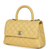 Chanel Mini Coco Top Handle Flap Bag Yellow Shiny Caviar Light Gold Hardware - Thumbnail View 5