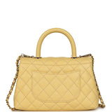 Chanel Mini Coco Top Handle Flap Bag Yellow Shiny Caviar Light Gold Hardware - Thumbnail View 4