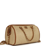 Chanel Mini Timeless Classic Barrel Bag with Chain Beige Braided Raffia and Brown Calfskin Light Gold Hardware - Thumbnail View 2