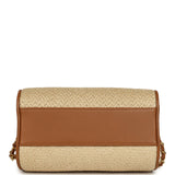 Chanel Mini Timeless Classic Barrel Bag with Chain Beige Braided Raffia and Brown Calfskin Light Gold Hardware - Thumbnail View 6