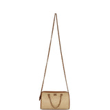 Chanel Mini Timeless Classic Barrel Bag with Chain Beige Braided Raffia and Brown Calfskin Light Gold Hardware - Thumbnail View 7