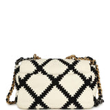 Chanel Medium 19 Flap Bag White Calfskin, Black Crochet Mixed Metal Hardware - Thumbnail View 4