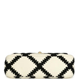 Chanel Medium 19 Flap Bag White Calfskin, Black Crochet Mixed Metal Hardware - Thumbnail View 6