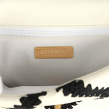 Chanel Medium 19 Flap Bag White Calfskin, Black Crochet Mixed Metal Hardware - Thumbnail View 9