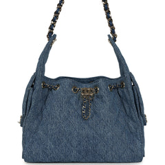 Chanel Small 25 Hobo Bag Blue Washed Denim Antique Gold Hardware