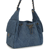 Chanel Small 25 Hobo Bag Blue Washed Denim Antique Gold Hardware - Thumbnail View 2