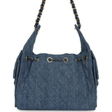 Chanel Small 25 Hobo Bag Blue Washed Denim Antique Gold Hardware - Thumbnail View 4