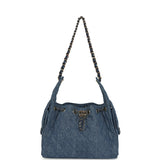 Chanel Small 25 Hobo Bag Blue Washed Denim Antique Gold Hardware - Thumbnail View 6