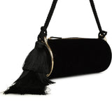 Chanel Tassel Barrel Bag Black Velvet Gold Hardware - Thumbnail View 3