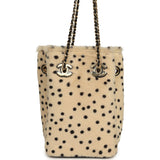 Chanel Mini "Cheetah Print" Bucket Bag with Chain Light Beige Calf Hair and Black Lambskin Gold Hardware - Thumbnail View 1