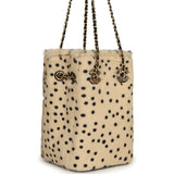 Chanel Mini "Cheetah Print" Bucket Bag with Chain Light Beige Calf Hair and Black Lambskin Gold Hardware - Thumbnail View 2