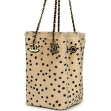 Chanel Mini "Cheetah Print" Bucket Bag with Chain Light Beige Calf Hair and Black Lambskin Gold Hardware - Thumbnail View 5