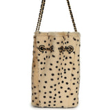 Chanel Mini "Cheetah Print" Bucket Bag with Chain Light Beige Calf Hair and Black Lambskin Gold Hardware - Thumbnail View 3