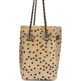 Chanel Mini "Cheetah Print" Bucket Bag with Chain Light Beige Calf Hair and Black Lambskin Gold Hardware - Thumbnail View 4