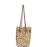 Chanel Mini "Cheetah Print" Bucket Bag with Chain Light Beige Calf Hair and Black Lambskin Gold Hardware - Thumbnail View 6