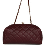 Chanel Large Quilted Clutch with Chain Dark Burgundy Lambskin Gold Hardware - Thumbnail View 1