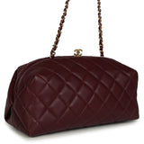 Chanel Large Quilted Clutch with Chain Dark Burgundy Lambskin Gold Hardware - Thumbnail View 2