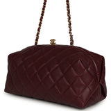 Chanel Large Quilted Clutch with Chain Dark Burgundy Lambskin Gold Hardware - Thumbnail View 5